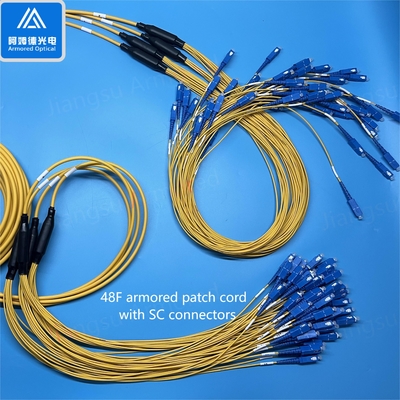 48F SM Flexible Armored Fiber Patch Cord FTTX Installation Yellow LSZH 10.5mm