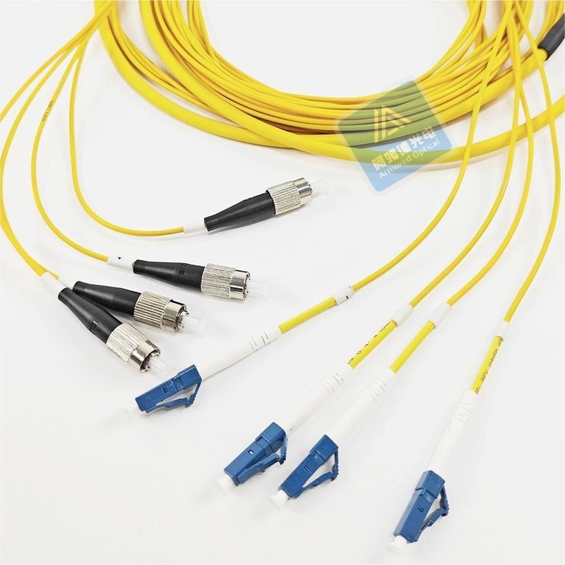 4 Core Armored Fiber Patch Cord FC LC Yellow LSZH 5.0MM Rodent Resistant FTTX