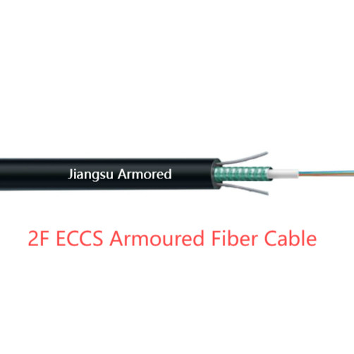 Duplex Armored Outdoor Fiber Optic Cable Waterproof SM G657A1 8mm HDPE Corrugated Steel