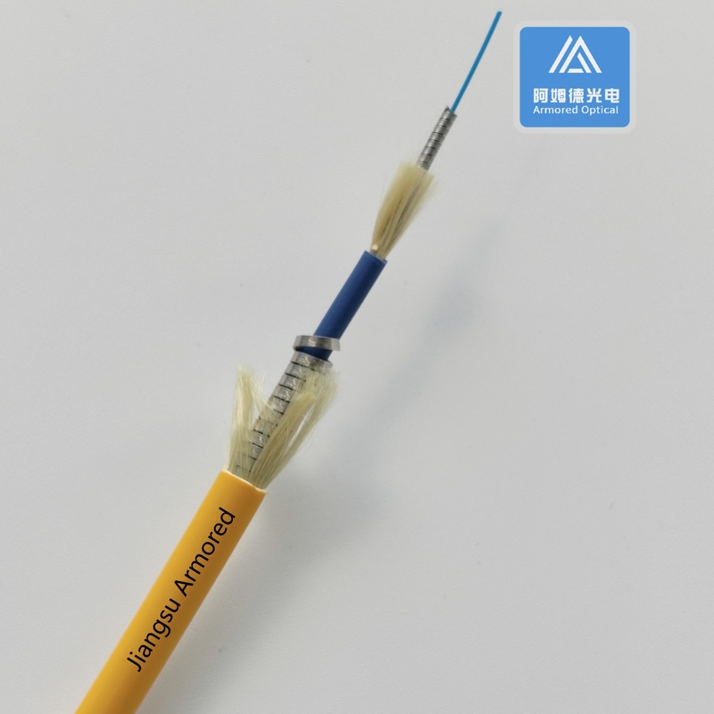 Simplex SM Armored Fiber Cable Orange PVC Micro Armored Fiber Cable  6.5mm  FTTH Rodent Resistant
