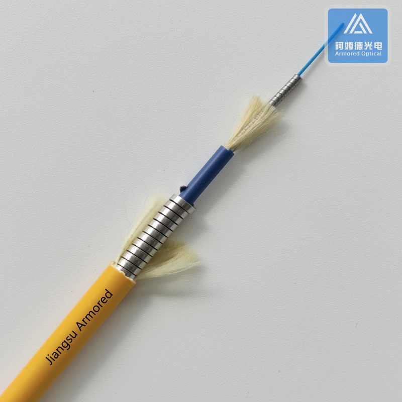 Simplex SM Armored Fiber Cable Orange PVC Micro Armored Fiber Cable  6.5mm  FTTH Rodent Resistant