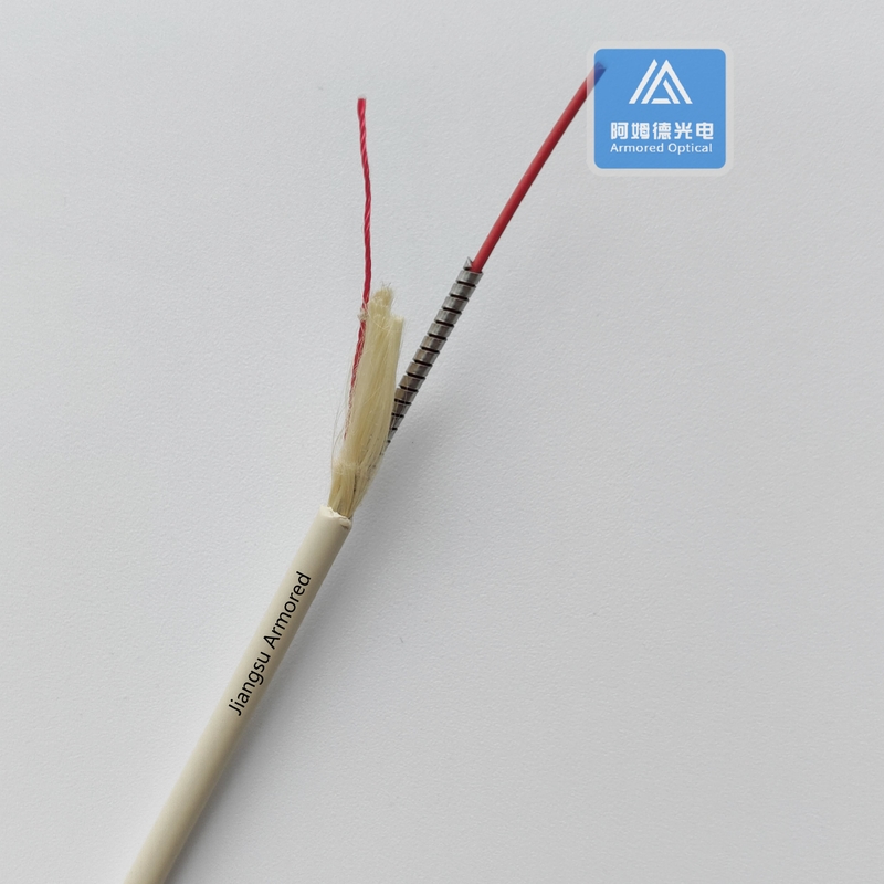 SM Simplex Fiber Optic Cable Spiral Armored 3.0mm Ivory LSZH