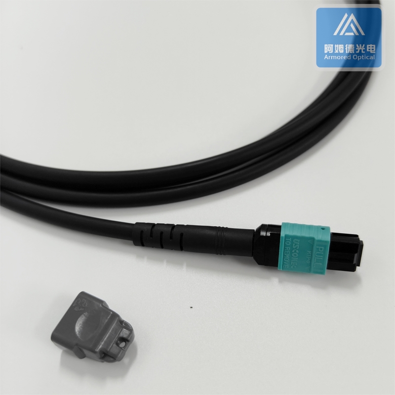 12 Cores Spiral Armored MPO Fiber Patch Cord Housing 5.0mm LSZH Jacket Rodent Resistant
