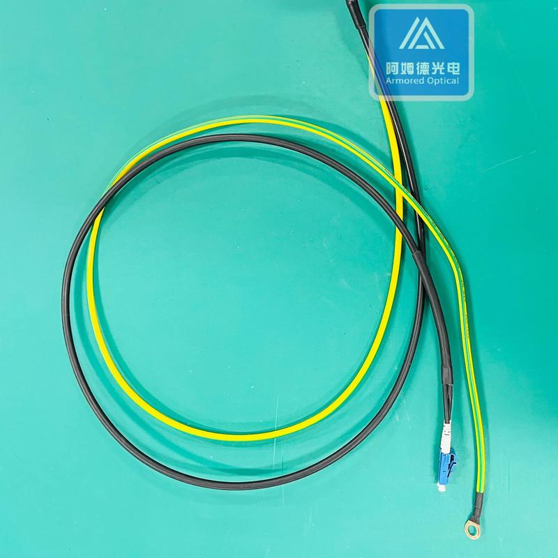 Duplex Armored Fiber Optical Cable Lead with Grounding Wire 5.0 Black LSZH